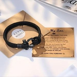 SON - ROPE STAINLESS STEEL BRACELET W/ POEM. FROM MOM